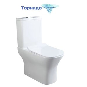Изображение товара Унитаз напольный SantiLine SL-5043, безободковый, сиденье микролифт, смыв торнадо, белый
