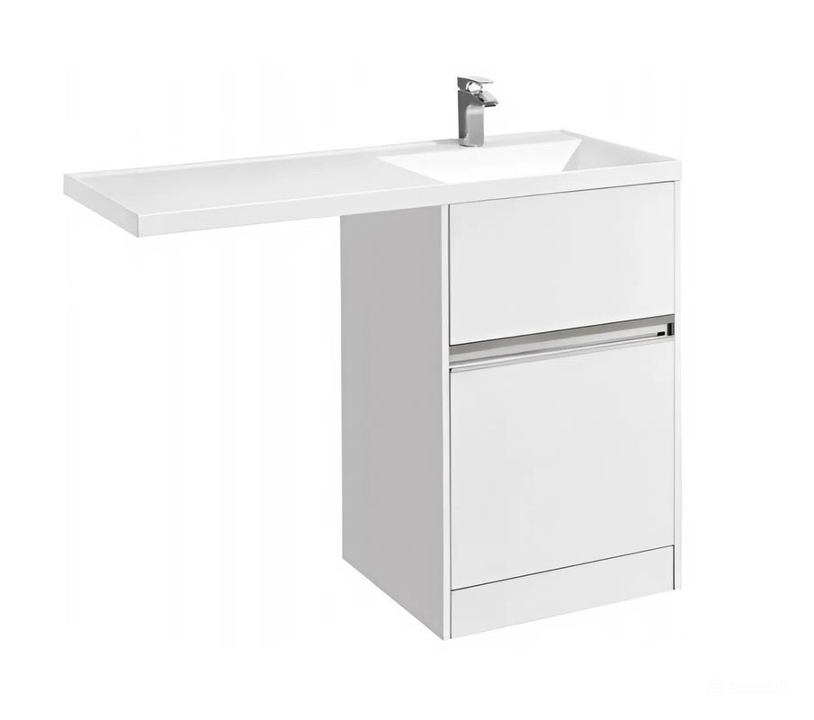 Изображение товара Тумба с раковиной Aquaton Лондри 1A235901LH010/1A72843KLH01L под стиральную машину 60 см, напольная (выставочный образец, отсутствует упаковка) 