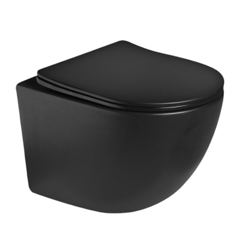 Изображение товара Унитаз подвесной SantiLine SL-5005T-MB безободковый черный матовый Изображение товара Унитаз подвесной SantiLine SL-5005T-MB безободковый черный матовый