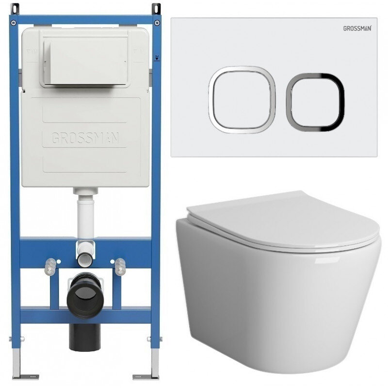 Изображение товара Комплект Grossman Cosmo 97.4478S.02.000 с безободковым унитазом и инсталляцией