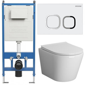 Изображение товара Комплект Grossman Cosmo 97.4478S.02.000 с безободковым унитазом и инсталляцией