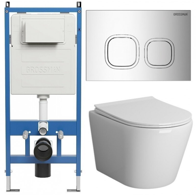 Изображение товара Комплект Grossman Cosmo с безободковым унитазом и микролифтом