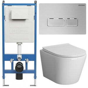 Изображение товара Комплект унитаз безободковый Grossman Pragma с инсталляцией и микролифтом