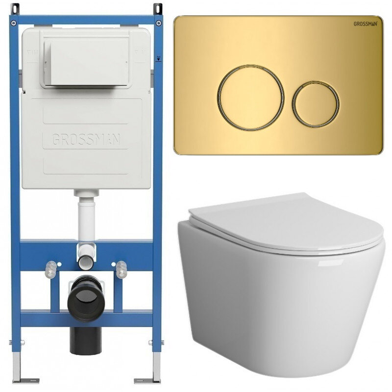 Изображение товара Подвесной унитаз безободковый Grossman Style 97.4478S с инсталляцией и крышкой микролифт