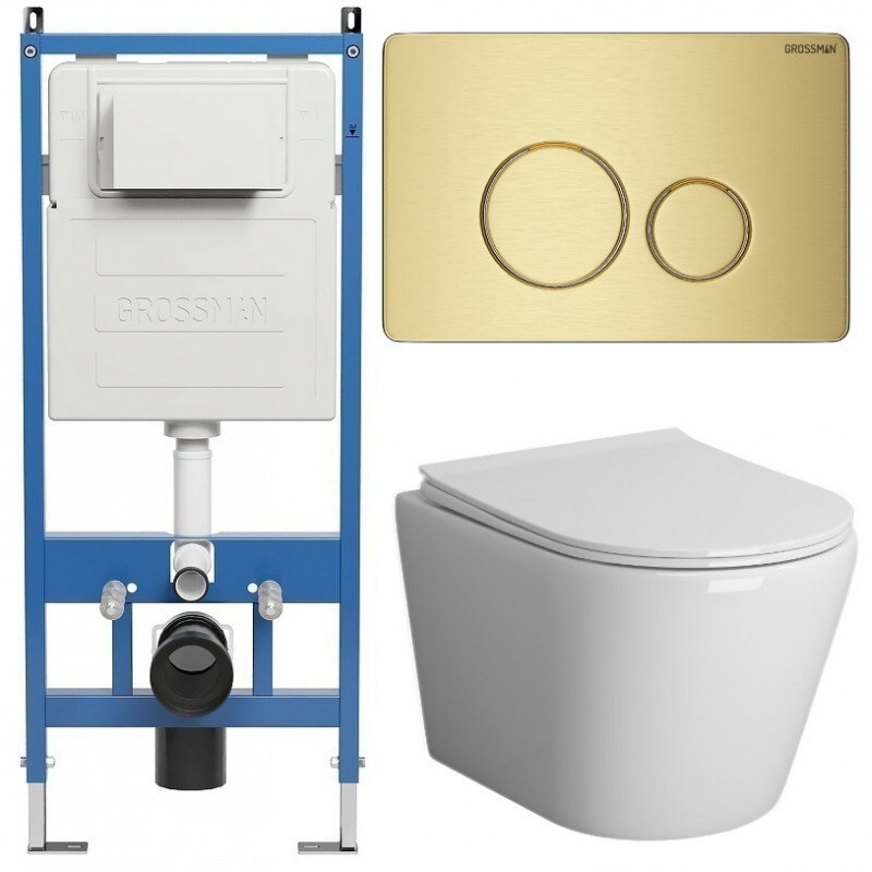 Изображение товара Подвесной безободковый унитаз Grossman Style 97.4478S с инсталляцией