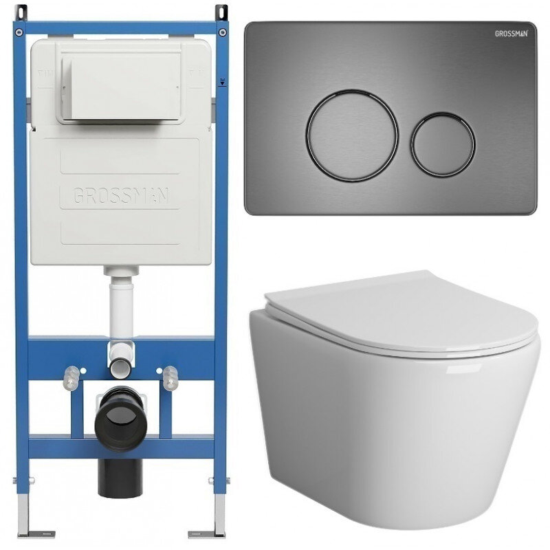 Изображение товара Подвесной унитаз Grossman Style безободковый инсталляция с микролифтом и двойным сливом