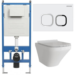 Изображение товара Комплект Grossman Cosmo 97.4440S.02.000 подвесной безободковый унитаз с инсталляцией