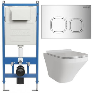 Изображение товара Комплект подвесной унитаз Grossman Cosmo безободковый c инсталляцией 97.4440S