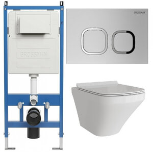 Изображение товара Комплект подвесной безободковый унитаз с инсталляцией Grossman Cosmo
