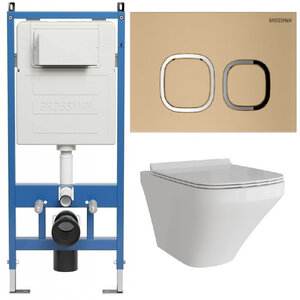 Изображение товара Комплект Grossman Cosmo 97.4440S безободковый подвесной унитаз инсталляция