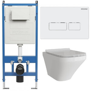 Изображение товара Комплект Grossman Pragma 97.4440S.03.000 - подвесной безободковый унитаз с инсталляцией