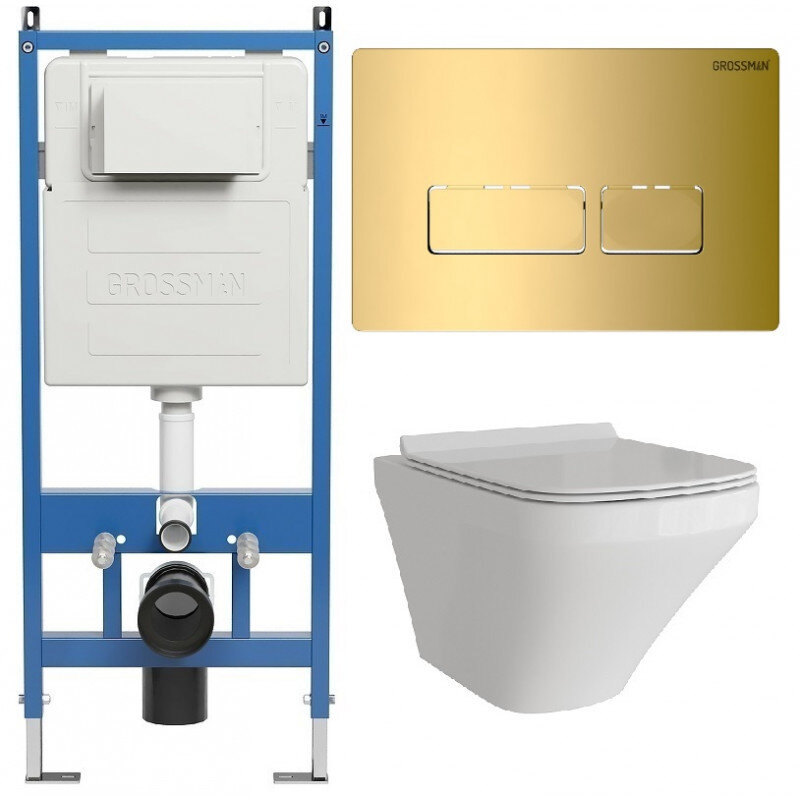Изображение товара Комплект подвесной унитаз Grossman Pragma безободковый с инсталляцией 900.K31.01.000