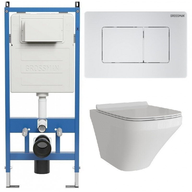 Изображение товара Подвесной унитаз Grossman Classic безободковый с микролифтом и инсталляцией