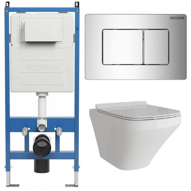 Изображение товара Подвесной безободковый унитаз Grossman Classic с инсталляцией и микролифтом Изображение товара Подвесной безободковый унитаз Grossman Classic с инсталляцией и микролифтом