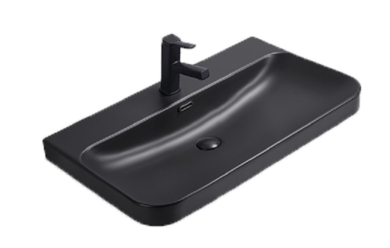 Изображение товара Раковина Gid Integrado Bm9580s 72211, 81 см, фаянс, черная матовая Изображение товара Раковина Gid Integrado Bm9580s 72211, 81 см, фаянс, черная матовая