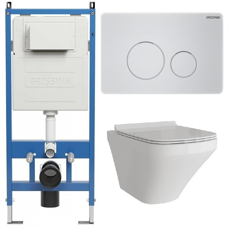 Изображение товара Комплект унитаза Grossman Style 97.4440S с инсталляцией и микролифтом