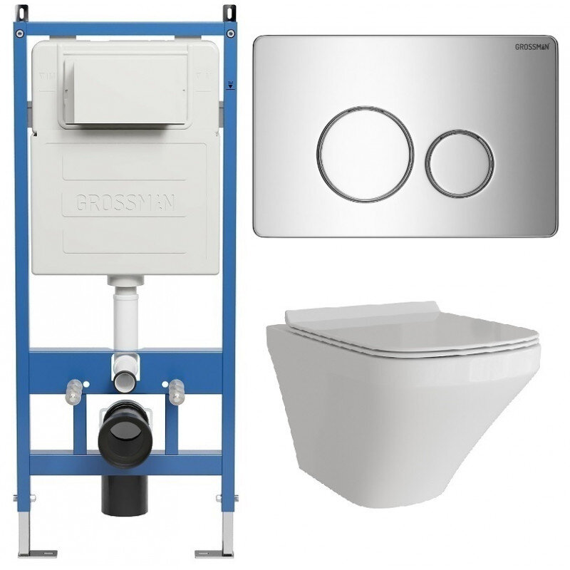 Изображение товара Подвесной унитаз Grossman Style безободковый с инсталляцией 97.4440S