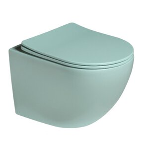 Изображение товара Унитаз подвесной SantiLine SL-5005T-LG, безободковый, сиденье микролифт, смыв торнадо, светло-зеленый матовый