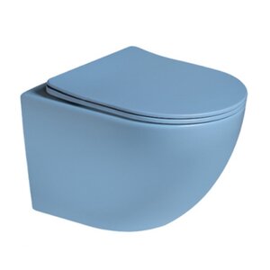 Изображение товара Подвесной безободковый унитаз SantiLine SL-5005T-BL с торнадо голубой матовый