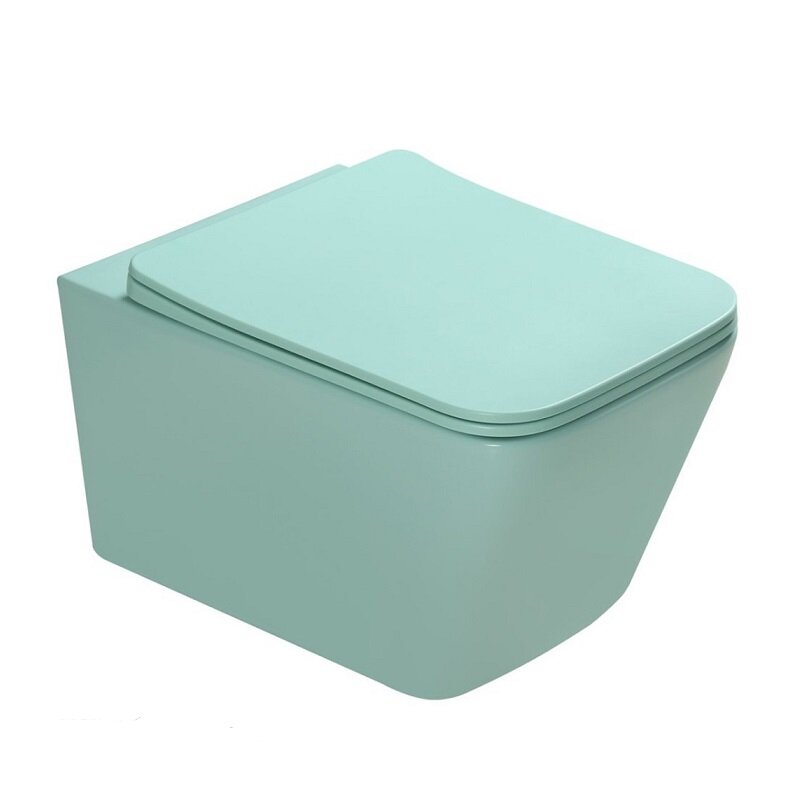 Изображение товара Подвесной унитаз безободковый SantiLine SL-5007T-LG, светло-зеленый матовый