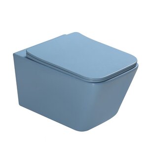 Изображение товара Унитаз подвесной SantiLine SL-5007T-BL, безободковый, сиденье микролифт, смыв торнадо, голубой матовый