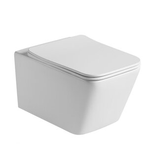 Изображение товара Подвесной безободковый унитаз SantiLine SL-5007T-MW с системой торнадо и сиденьем микролифт