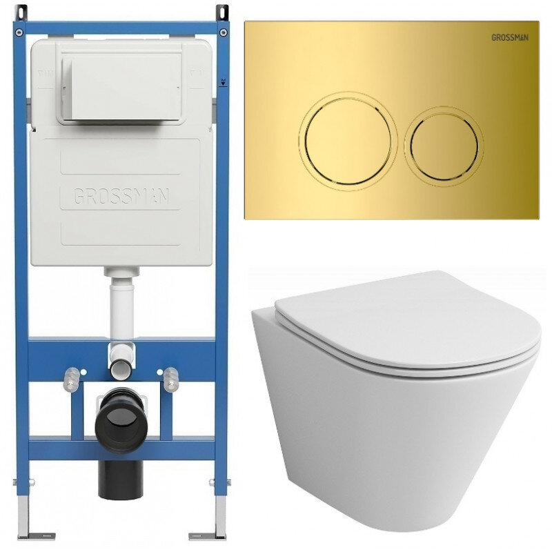 Изображение товара Комплект Grossman Galaxy 97.4477S.01.300 с безободковым унитазом и инсталляцией
