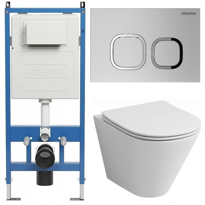 Изображение товара Комплект подвесного унитаза Grossman Cosmo 97.4477S + инсталляция 900.K31.01.000