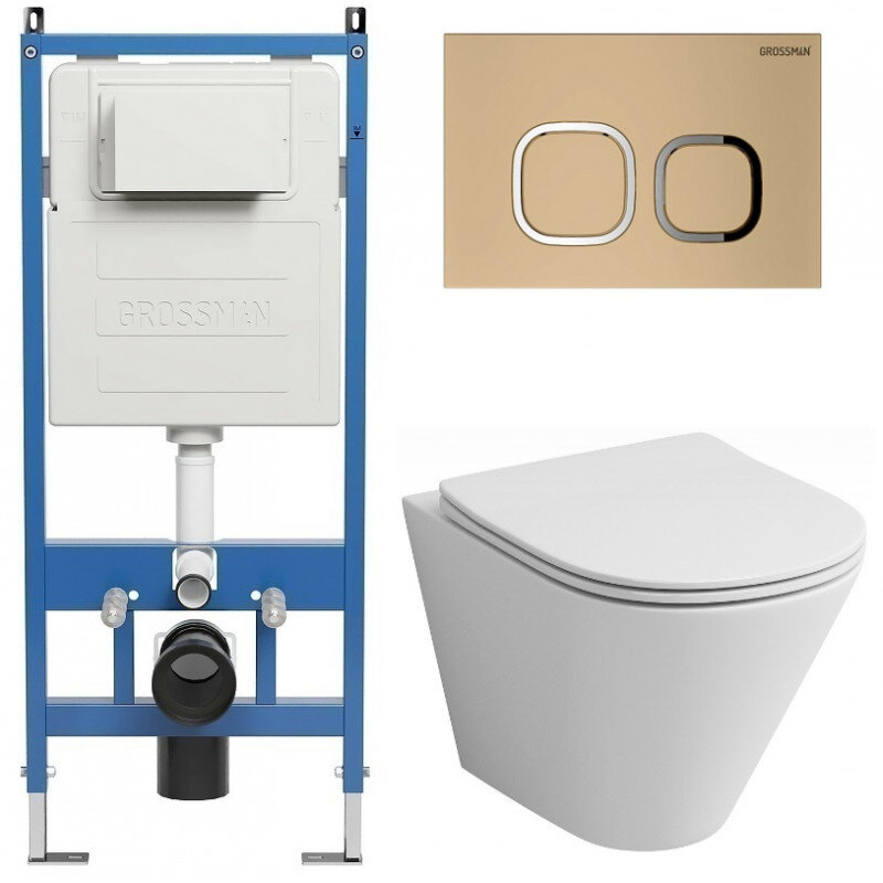 Изображение товара Комплект Grossman Cosmo с безободковым унитазом и инсталляцией