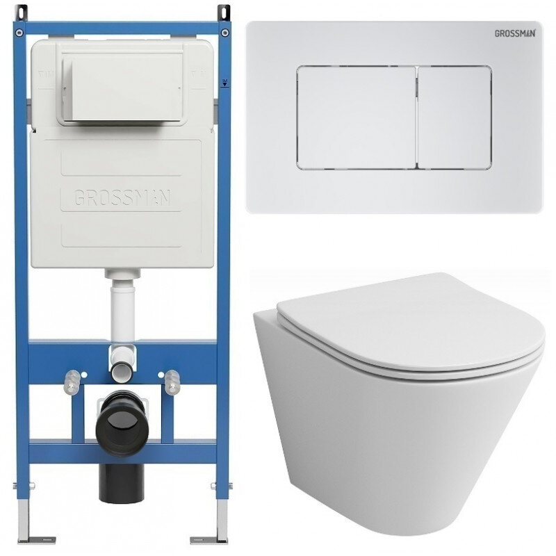 Изображение товара Комплект Grossman Classic 97.4477S.04.01M с безободковым унитазом и инсталляцией