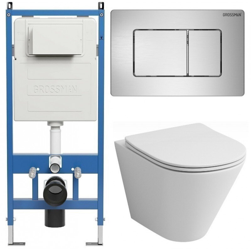 Изображение товара Комплект подвесной унитаз Grossman Classic безободковый с микролифтом