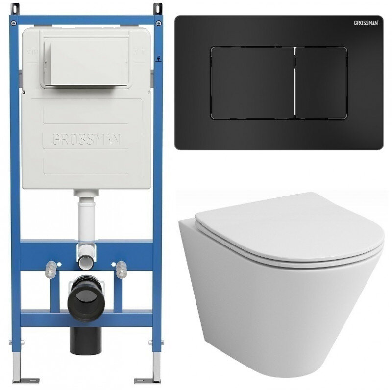 Изображение товара Комплект унитаз с инсталляцией Grossman Classic 97.4477S.04.21M белый безободковый