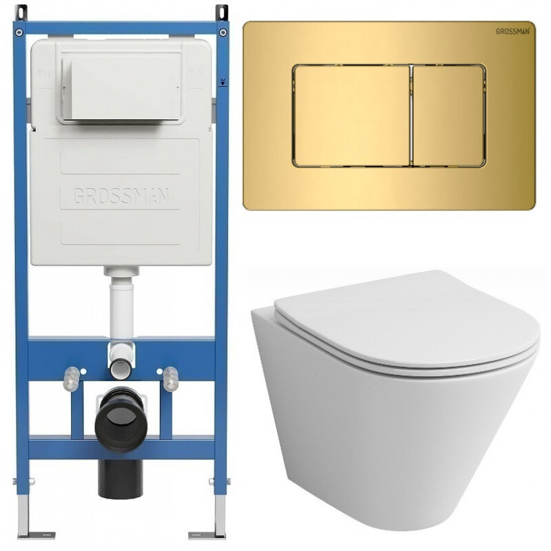 Изображение товара Комплект Grossman Classic 97.4477S с инсталляцией и безободковым унитазом