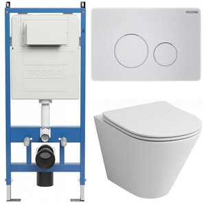 Изображение товара Подвесной безободковый унитаз Grossman Style с инсталляцией и сиденьем микролифт