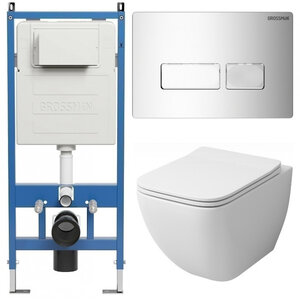 Изображение товара Комплект Grossman Pragma 97.4447S.03.100 с безободковым унитазом и инсталляцией