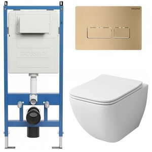 Изображение товара Подвесной безободковый унитаз Grossman Pragma 97.4447S.03.310 с инсталляцией и сиденьем микролифт Изображение товара Подвесной безободковый унитаз Grossman Pragma 97.4447S.03.310 с инсталляцией и сиденьем микролифт