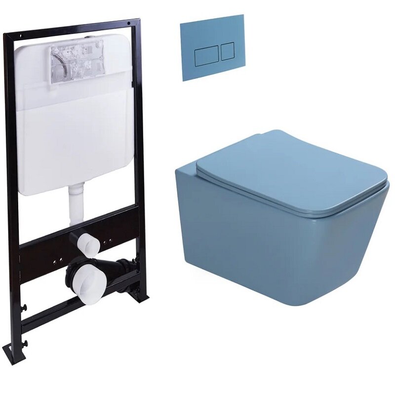 Изображение товара Инсталляция SantiLine SL-5007T-BL: безободковый унитаз с микролифтом и смывом торнадо