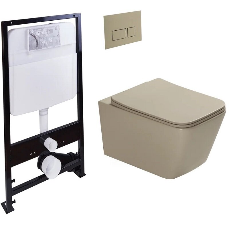 Изображение товара Инсталляция и унитаз SantiLine SL-5007T-BG+SL-01/BG безободковый торнадо с микролифтом