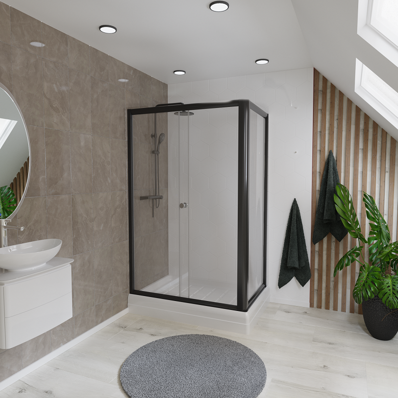 Изображение товара Душевой уголок Радомир Верчелли 121x84 см черный профиль