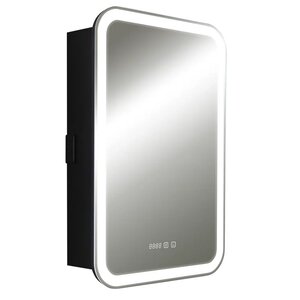 Изображение товара Зеркальный шкаф Silver Mirrors Фиджи LED-00002728/LED-00002726, 50 см, с LED-подсветкой, сенсор, часы, TX-модуль, петли слева/справа, цвет черный