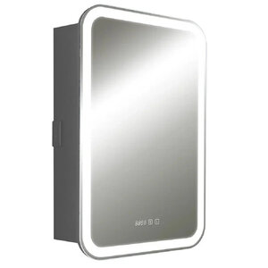 Изображение товара Зеркальный шкаф Silver Mirrors Фиджи LED-00003044/LED-00003043, 60 см, с LED-подсветкой, сенсор, часы, подогрев, TX-модуль, петли слева/справа, цвет антрацит
