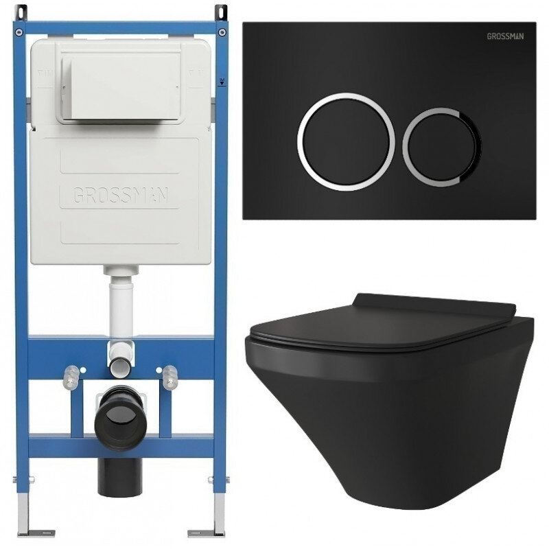 Изображение товара Комплект Grossman Galaxy с безободковым унитазом и инсталляцией