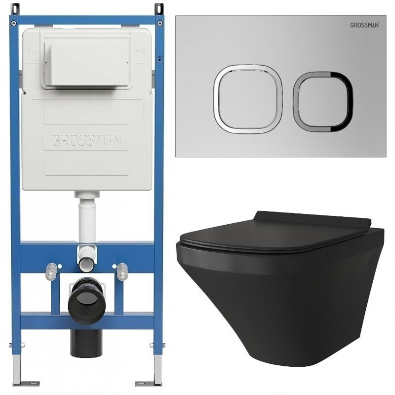 Изображение товара Комплект Grossman Cosmo с безободковым унитазом и инсталляцией