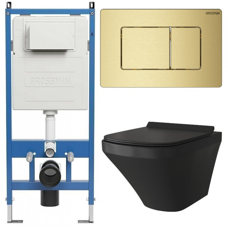 Изображение товара Комплект Grossman Classic 97.4440BMS с безободковым унитазом и инсталляцией