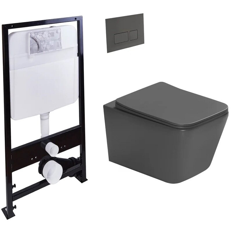 Изображение товара SantiLine SL-5007DG+SL-01/DG, безободковый унитаз с микролифтом