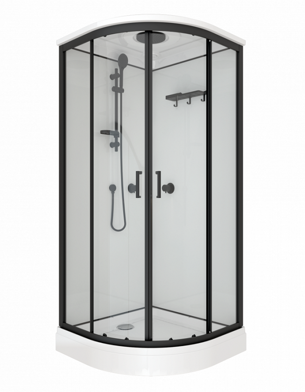 Изображение товара Душевая кабина Triton Прайм-Блэк Щ0000071582, 90 x 90 см, поддон А 17 см, стекло прозрачное, профиль чёрный