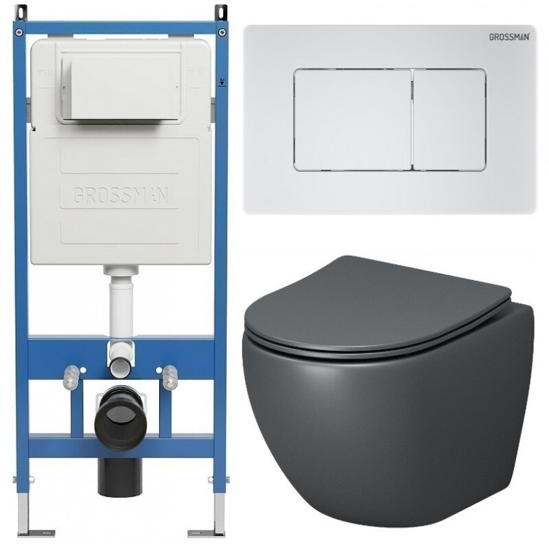 Изображение товара Комплект Grossman Classic 97.4455GMS: Унитаз и инсталляция в сером цвете