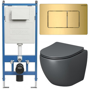 Изображение товара Комплект Grossman Classic 97.4455GMS.04.30M, инсталляция 900.K31.01.000 с безободковым унитазом GR-4455GMS серый матовый, сиденье микролифт, клавиша смыва золото глянцевое 700.K31.04.30M.30M Изображение товара Комплект Grossman Classic 97.4455GMS.04.30M, инсталляция 900.K31.01.000 с безободковым унитазом GR-4455GMS серый матовый, сиденье микролифт, клавиша смыва золото глянцевое 700.K31.04.30M.30M