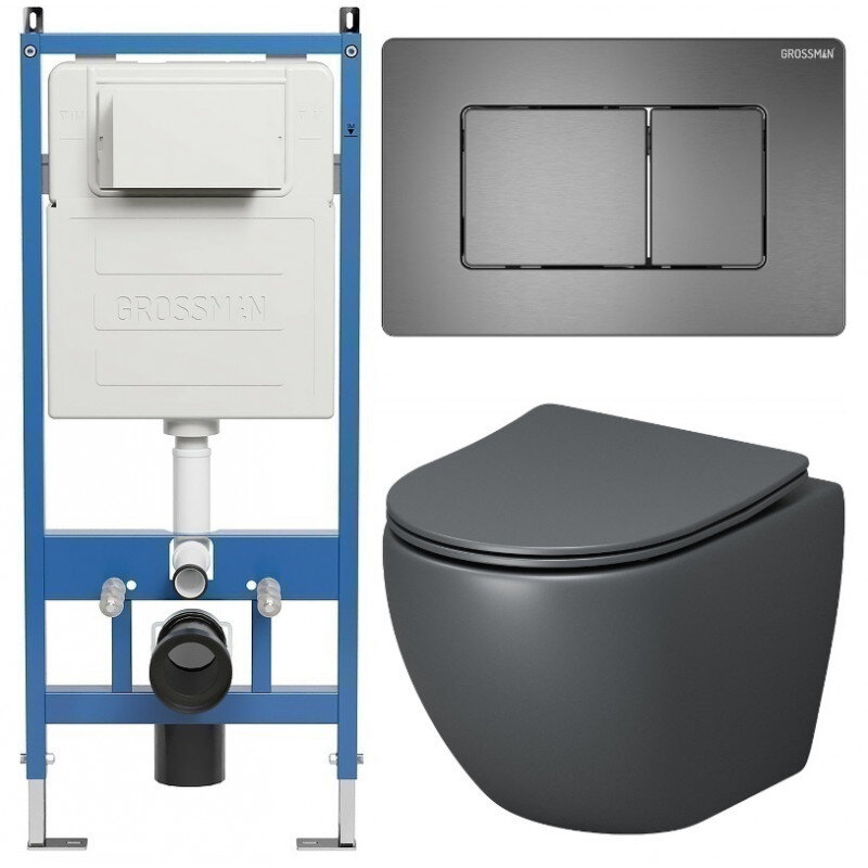 Изображение товара Комплект Grossman Classic 97.4455GMS с безободковым унитазом и инсталляцией