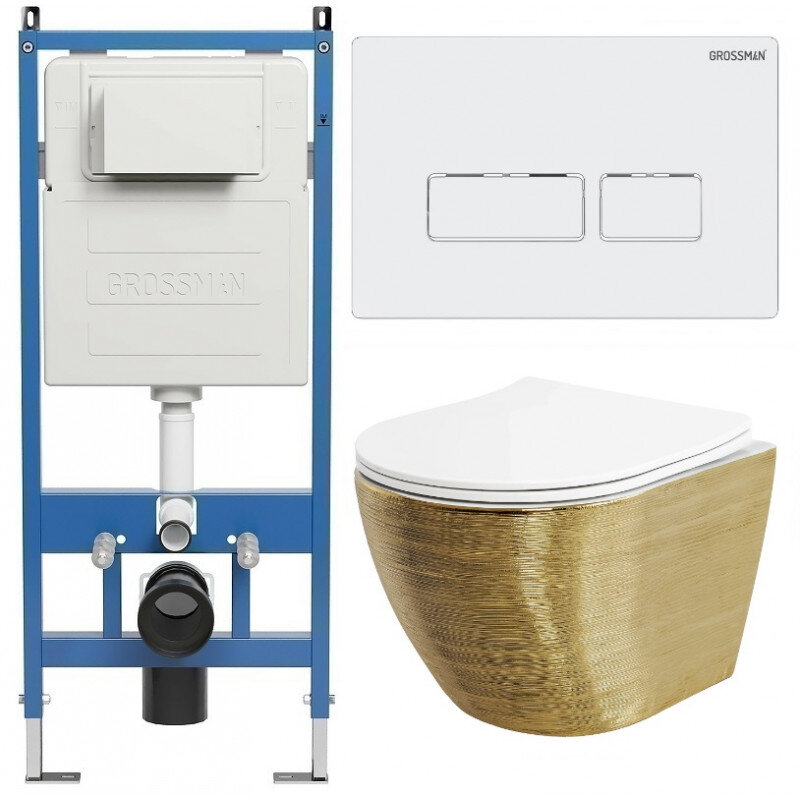 Изображение товара Подвесной безободковый унитаз Grossman Pragma с инсталляцией и функцией микролифт